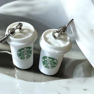 Starbucks White Coffee Cup Earrings